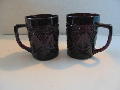Cristal D Arques Luminary France, Ruby Red Coffee Cups mugs