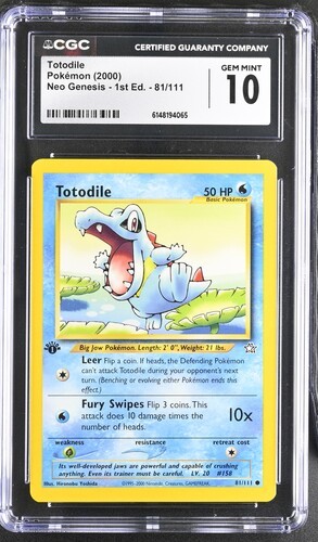 Totodile (1st Edition) graded CGC 10 for sale on eBay