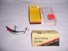 Vintage LAZY IKE Fishing Lure MI-2 Metallic Red - White (MRW) w/BOX + Paperwork