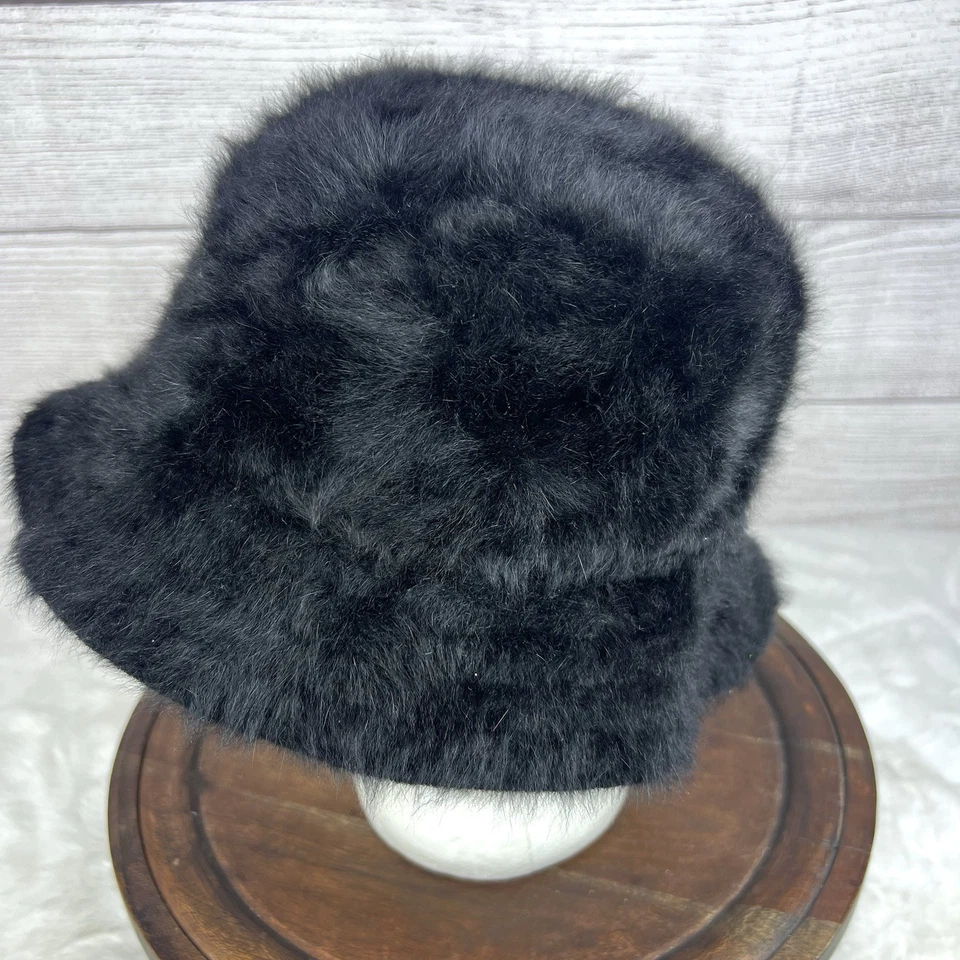 Chapéu balde vintage Kangol Furgora preto angorá mistura de pele de coelho tamanho P/M anos 90 - Imagem 4 de 4