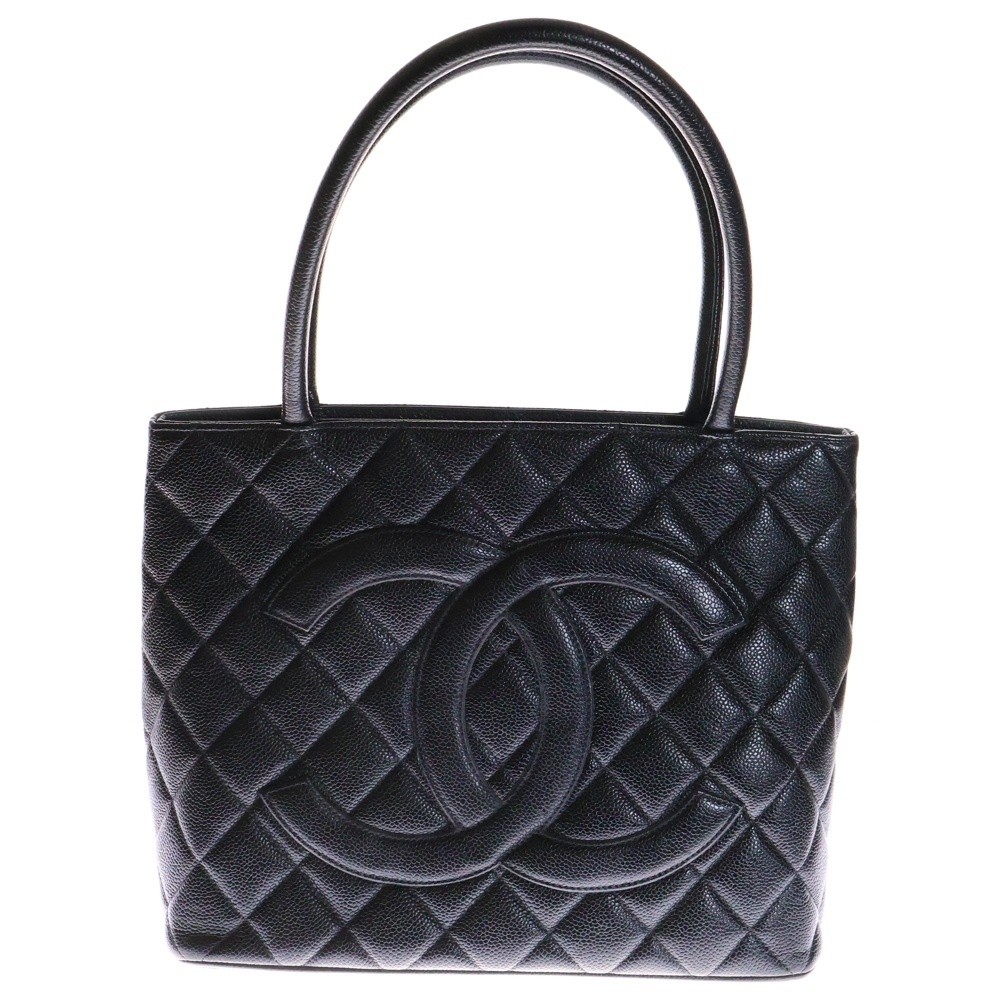 CHANEL Matelasse Caviar Leather Black Tote Handbag