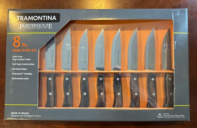 Tramontina, 8 Pc - Porterhouse High-Carbon Steel Steak Knife Set, Brown