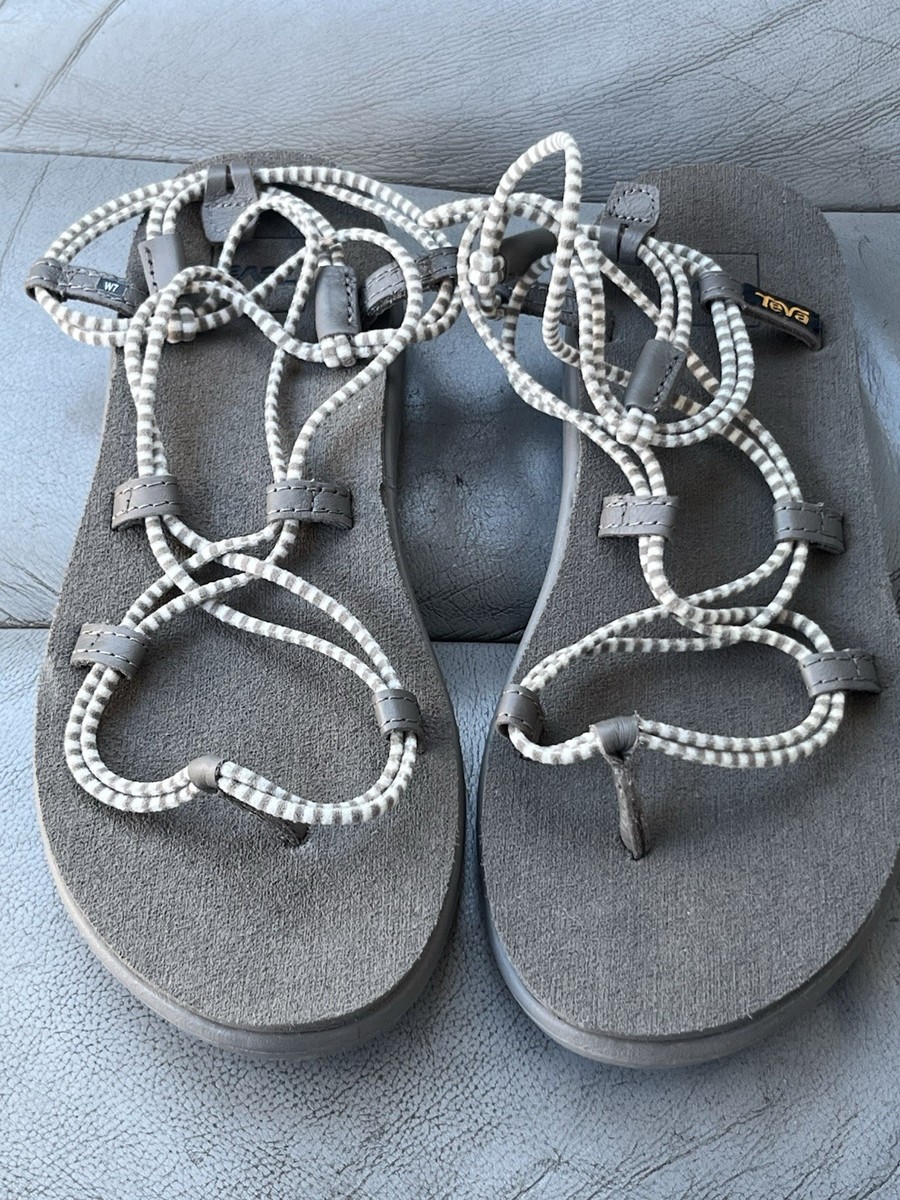 Teva Voya Infinity Stripe Birch stretch lace ankle strap thong