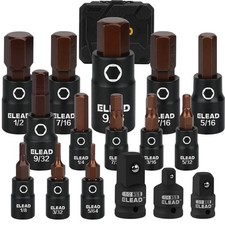 16pc Torx Bit Socket Set 14 38 12 Drive T8-t60 W Socket Adapters S2 Steel