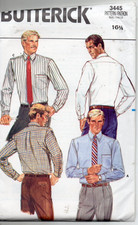 BUTTERICK 3445 SEWING PATTERN MEN'S SHIRT SIZE 16 1/2  uncut