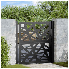 Garden Gate Black Weathering Steel 100x100cm Laser Cut Lockable 3 Keys Width104