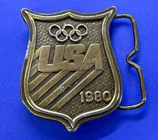 Vintage 1980 USA Olympics Sports Commemorative Bergamot Brass Works Belt Buckle