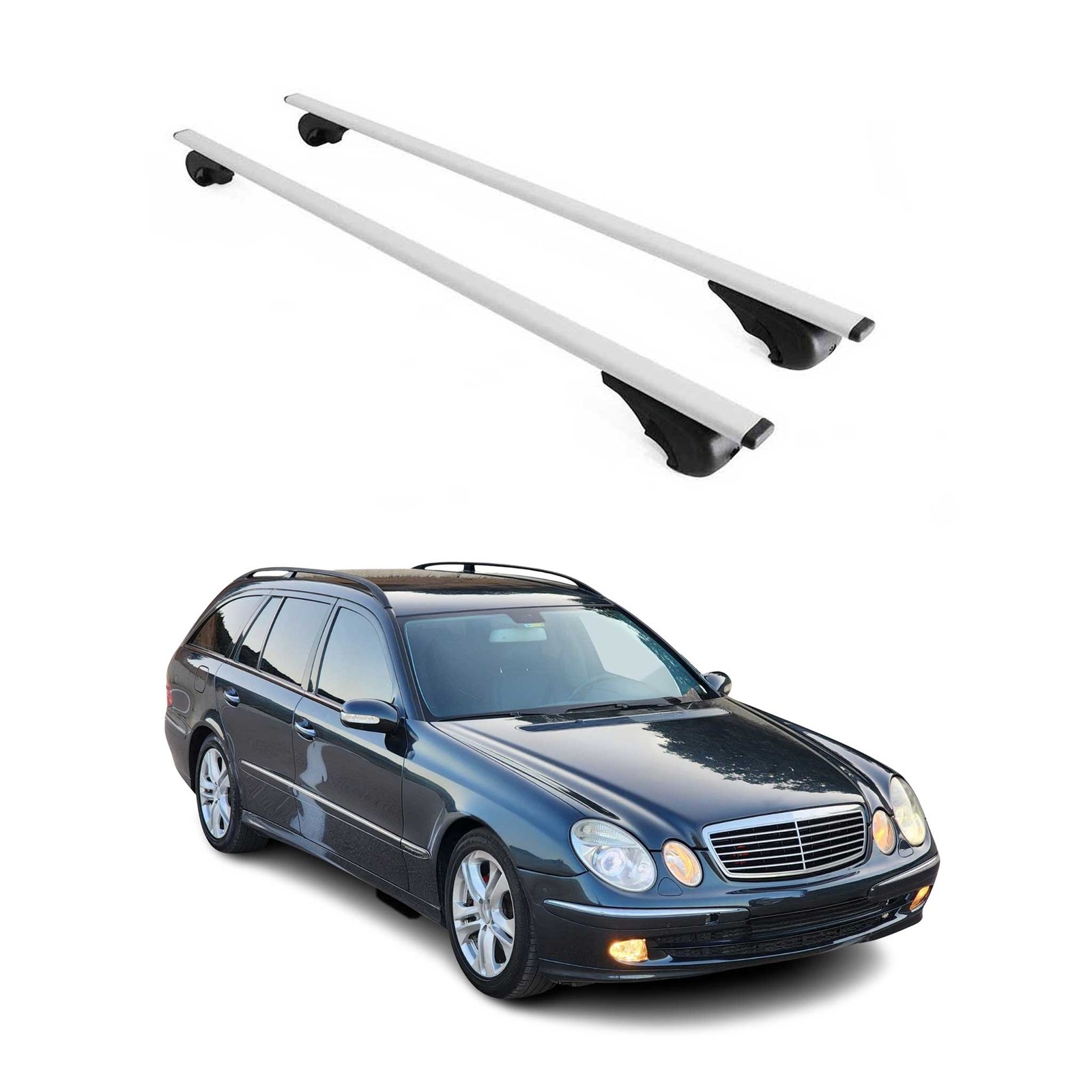 Barres de toit en fer argent pour Mercedes Classe E S211 2003-2009