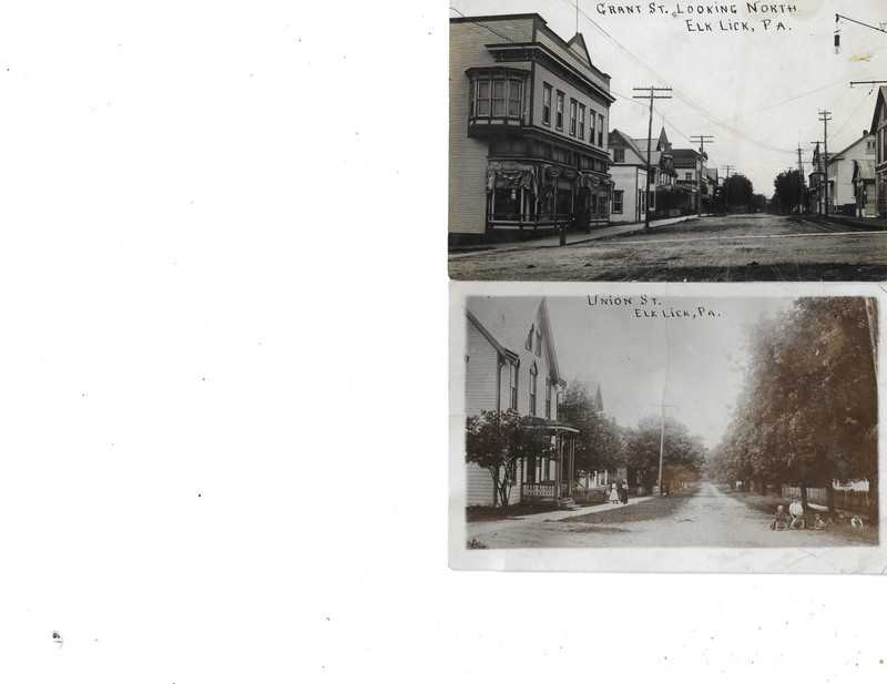 PENNSYLVANIA 2 RPPC REAL PHOTO ELK LICK PA GRANT STREET N AND UNION STREET VIEWS