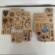 Wood Mounted Rubber Stamps Various Themes, Various Manufactures Lot Of 53