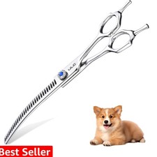 7.0" Curved Professional Dog Grooming Shears 30-Tooth Precision Thinning 55-6...