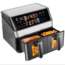 12L Dual Zone Digital Air Fryer Oven Cooker Oil Free Low Fat with 100 Tray Large