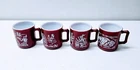 4 Vintage Maroon Hazel Atlas Childs Indian Mugs Cups Milk Glass Native American