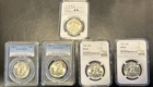 5 Walking Liberty Half Dollars PCGS MS65 NGC MS63 1942 1945 1946-S Silver Coins