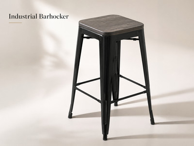 Duhome Barhocker Metall 77cm stapelbar robust Industrial Design schwarz Bar Loft