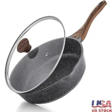 Nonstick Skillet Deep Frying Pan 10'' Saute Pan with Lid Stay-cool Handle 3.5QT