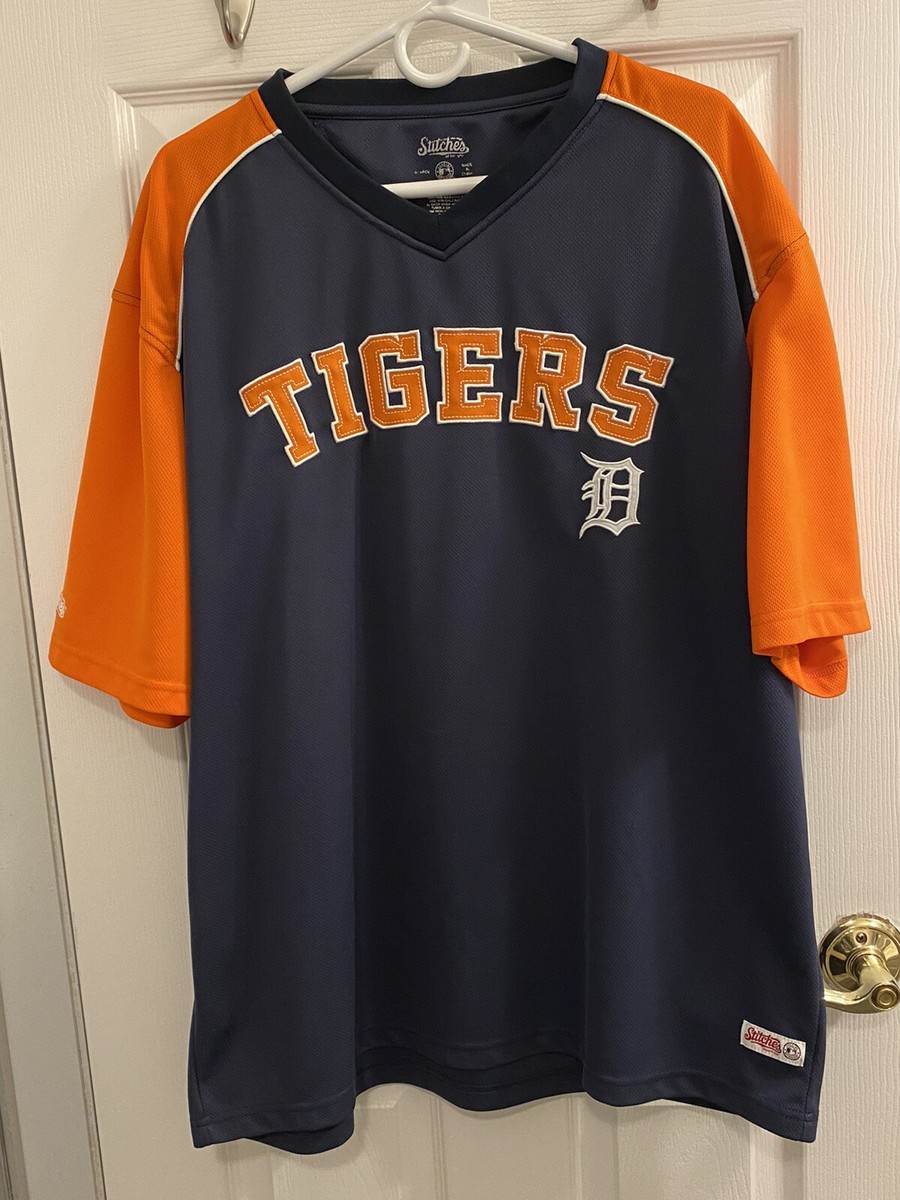 Detroit Tigers Stitches Jersey Size XL Blue And Orange With White