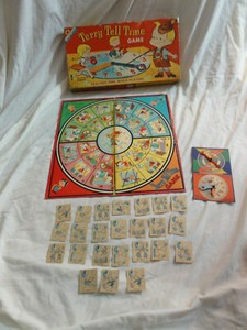 Vintage "TERRY TELL TIME" Game "Teaches time while playing" ~ TRANSOGRAM