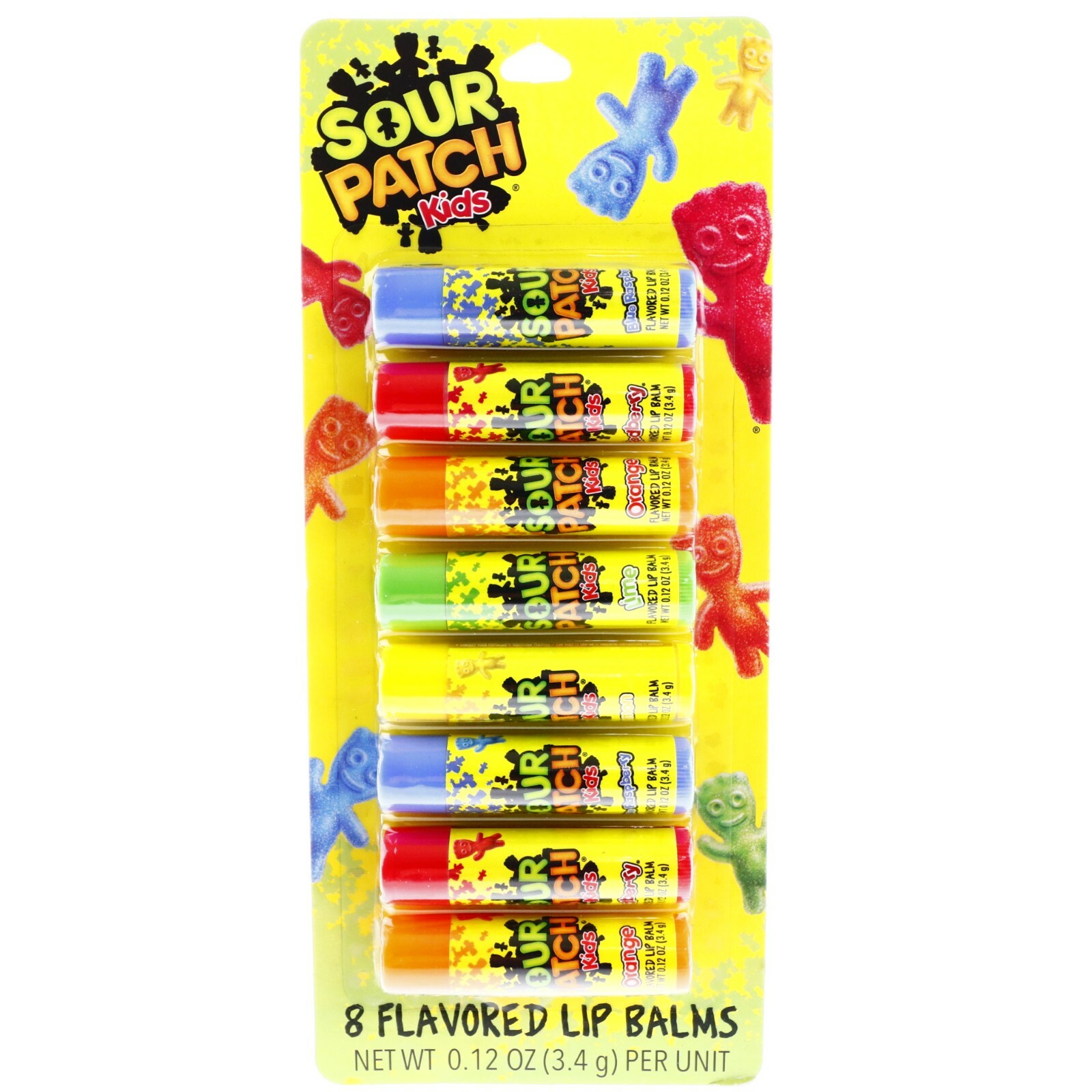 Sour Patch Kids Lip Balm 8 Pack - Lime Redberry Blue Flavored Lip Moisturizer-image