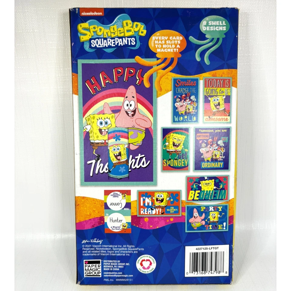 Kids School Exchange Valentines Cards Sponge Bob Squarepants Magnets - Image 3 of 3