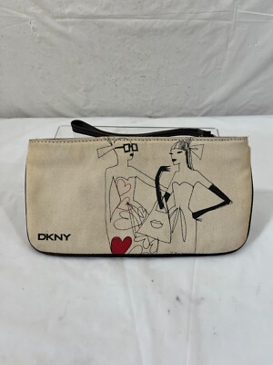 DKNY Logo Wristlet Pouch Clutch