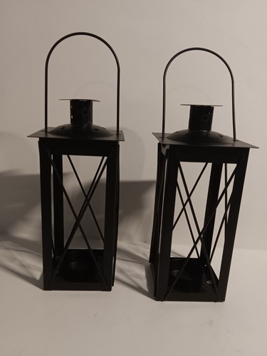 Black Decorated Lanterns with Tealight Candles - Picture 2 of 2