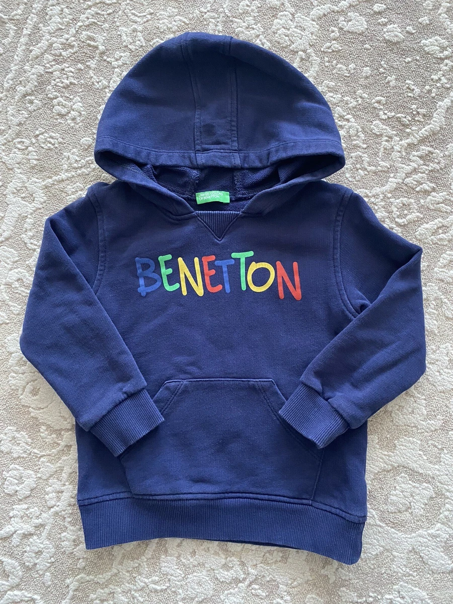 Vintage 1990er Jahre UNITED COLOURS BENETTON Rundhals-Sweatshirt Medium Benetton Spellout Multicolor Stickerei Benetton Italy Grey Sweater Größe M