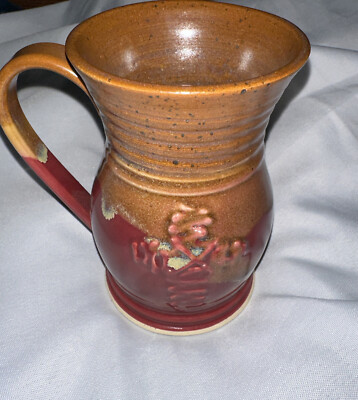 Hand Thrown Beans Ferry Studio Art Stonewear Pottery Coffee Mug Cup Signed