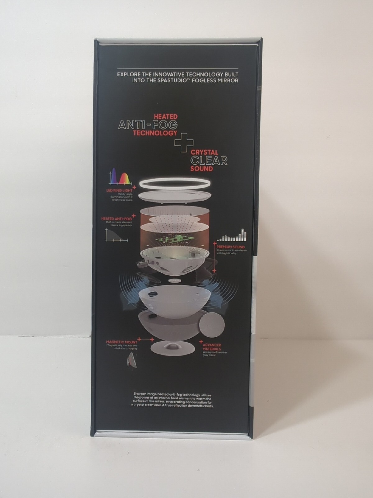 Sharper Image SpaStudio LED Fogless Shower Mirror & Bluetooth Speaker