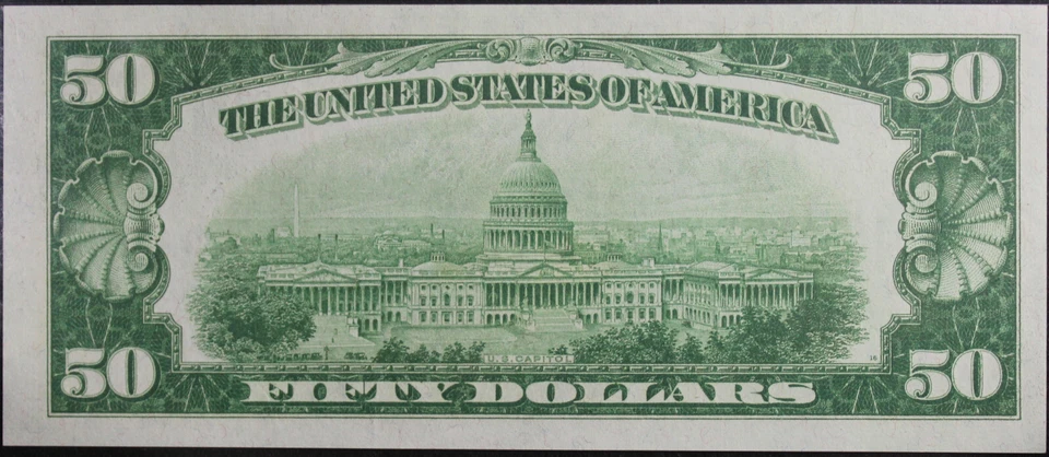 1928 CU63 Federal Reserve Richmond Note 50$ Note, PMG, SN E00393921A - Image 2 of 4