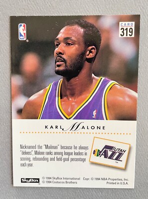 1994 Skybox Basketball Karl Malone The Mailman #319 HOF Jazz | eBay