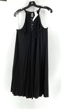 NWT CY Fashion Black Boutique Crochet Sleeveless Flowy Boho Tunic Dress Size M