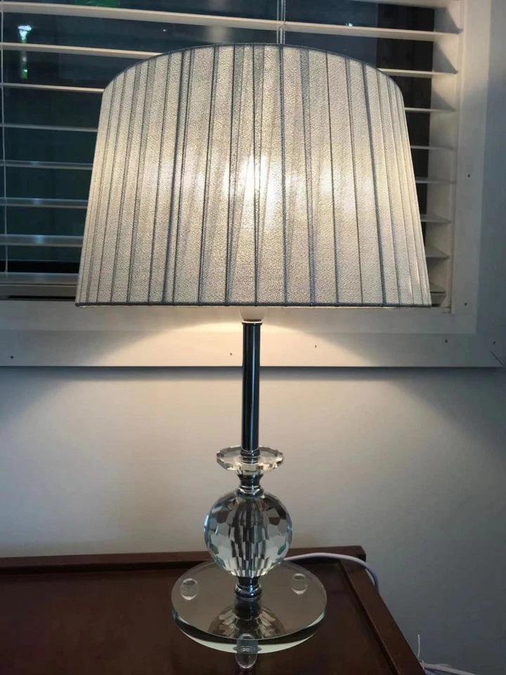 PAIR of NEW Bedside Table LAMPS with CRYSTALS on STEM - image 3 of 4