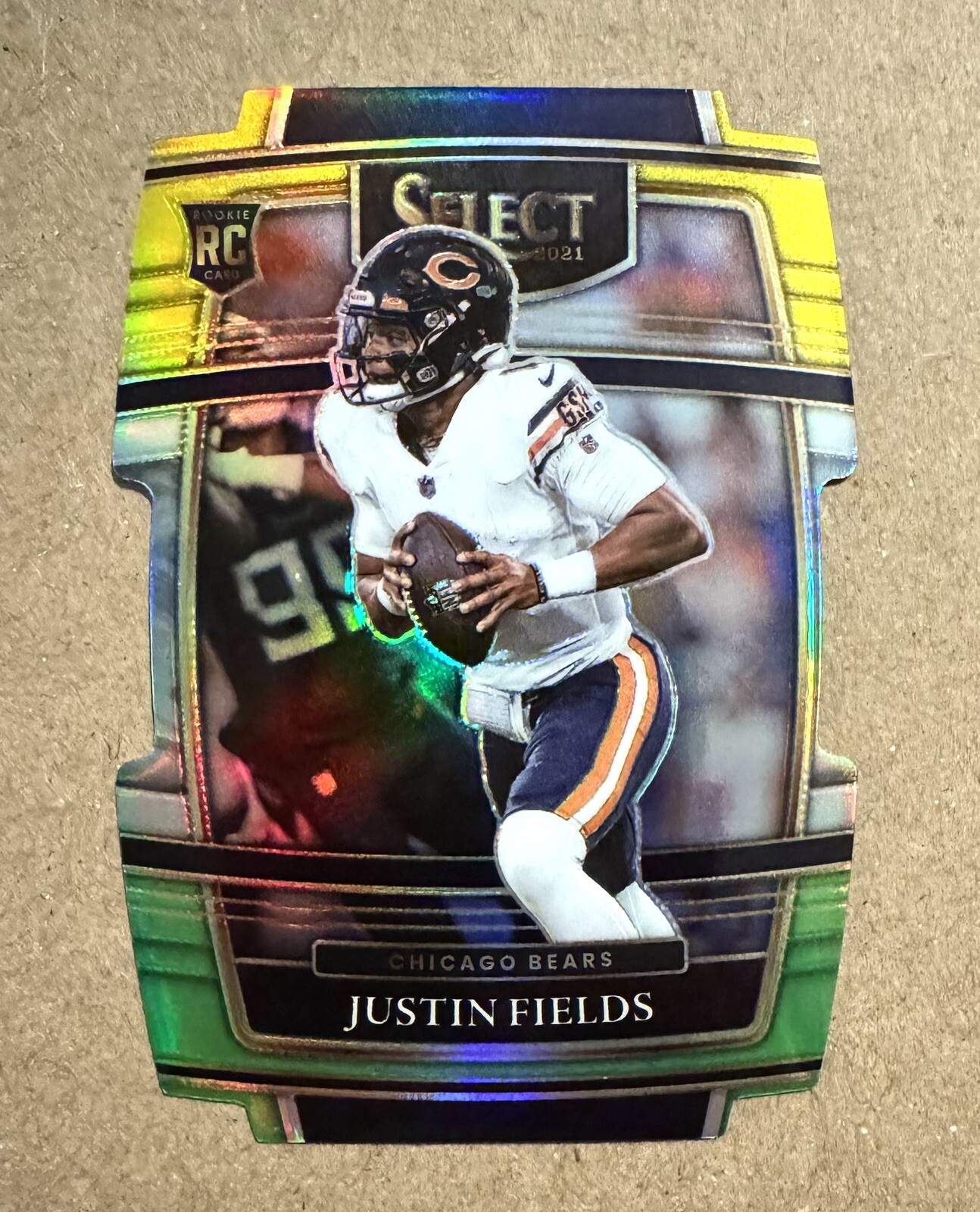 2021 Select Justin Fields Green Yellow Prizm Concourse Die-Cut Rookie RC #50