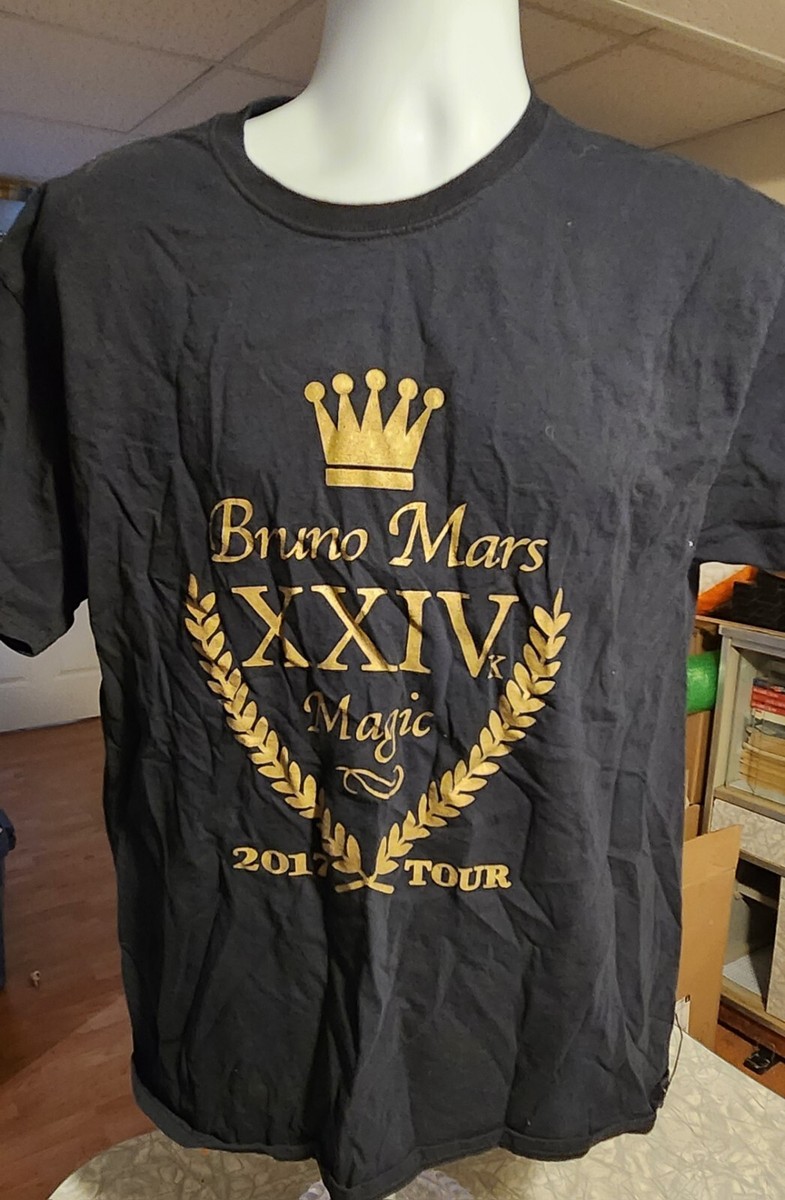 Bruno Mars Men's 24K Magic World Tour 2017 T-Shirt double sided