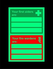  Multi safety sign- Your first aiders & fire marshals are - Photoluminescent