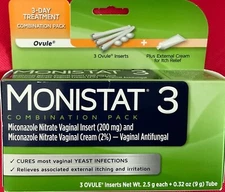 MONISTS 3 Combination Pack Prefilled  Applicators & Cream  EXP: 04/27