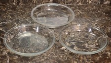 Lot of 3 Vintage 1960's Pyrex #209 Clear Glass Pie Plates  9" 