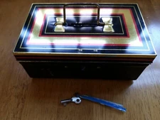 Used Edward Sharp & Sons LTD Assorted Toffee Tin /  Bank Box with Original Key