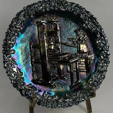 1971 Fenton Iridescent Carnival Glass Plate  American Craftsman - Printer