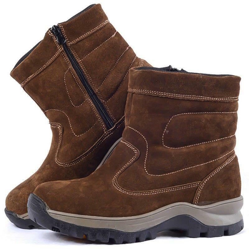 Mens Warm Fur Lining High top Zipper Waterproof Ankle Boots warm snow boots