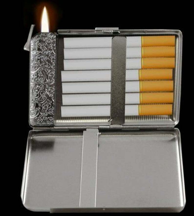 stylish cigarette case with lighter Justice Tarot Card Cigarette Case With Built in Butane Lighter For 100's &  Kings