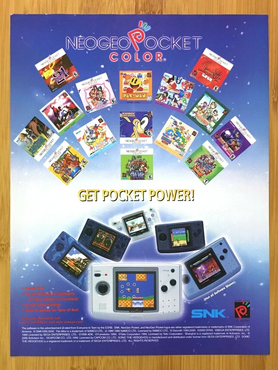 Neo Geo Pocket Color System 1999 Vintage Print Ad/Poster Console