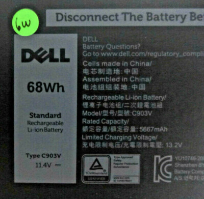 Genuine Dell Precision 7550 7750 68Wh Laptop Battery C903V for