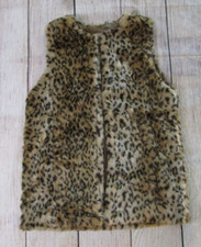 Forever 21 Animal Print Faux Fur Brown Vest Sleeveless Jacket Coat Womens Medium