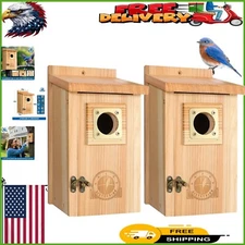 Outdoor Cedar Bird Houses with Predator Guard - Perfect for Bluebirds and Wrens