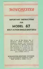 Winchester Model 67 Owners Manual Reproduction