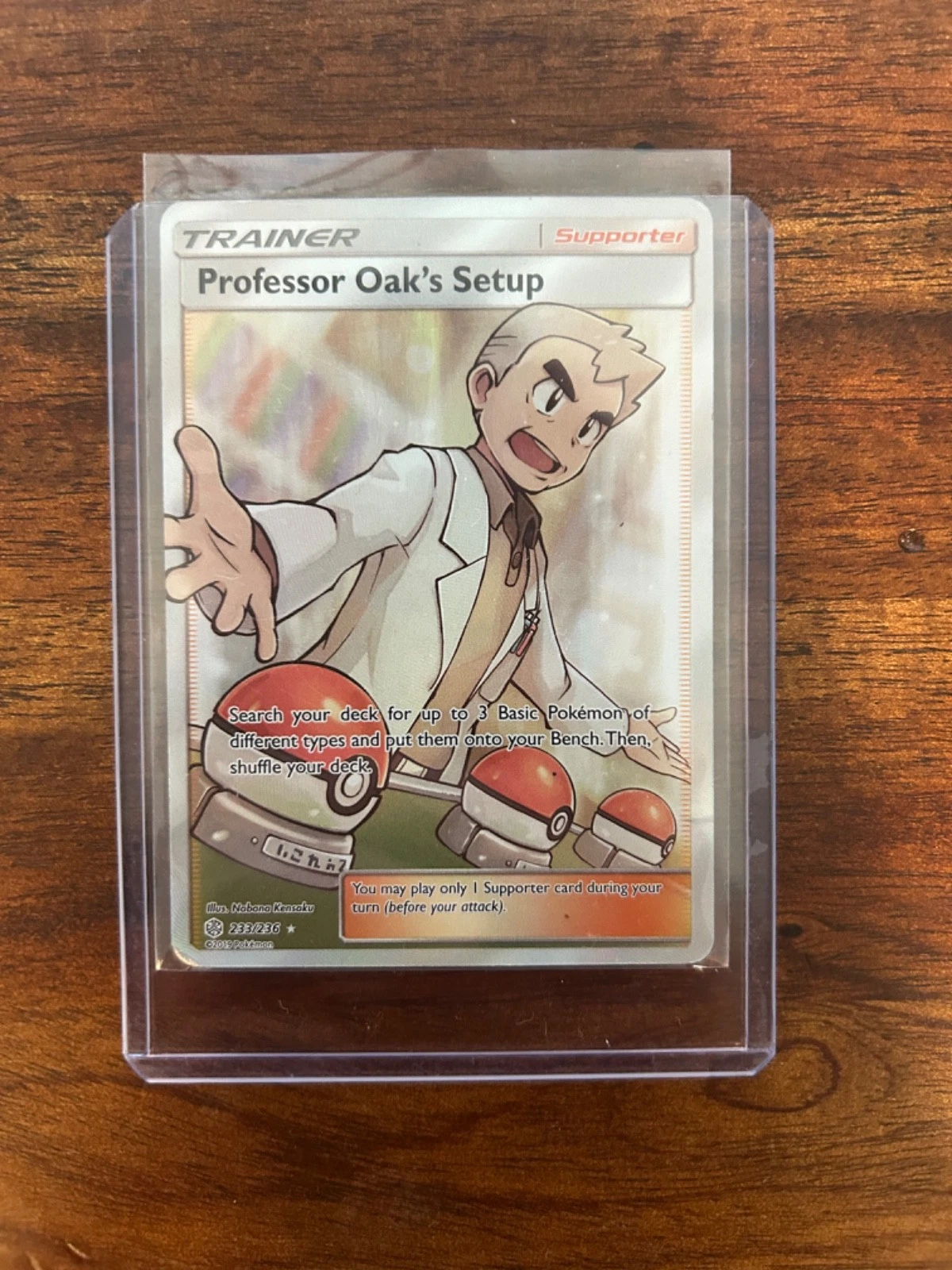 Pokemon Card 2019 Professor Oak's Setup 233/236 Full Art Holo Ultra Rare