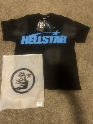 HELLSTAR Men s Graphic Logo Crew Neck Short Sleeve T-Shirt Black/Blue M/L