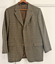 Burberry Męska wełniana marynarka Kensington w kratę jasnobrązowa/niebieska 44 R- Oszałamiająca!